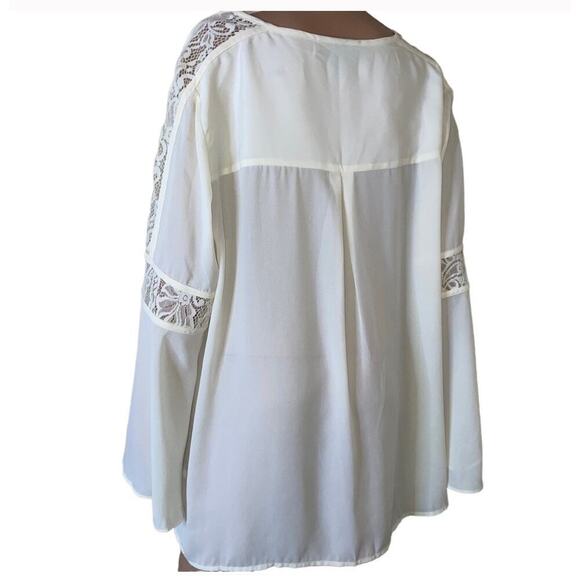 Lane Bryant lack/crochet sleeve/neck line white long sleeve blouse SZ 18/20 - Picture 3 of 10